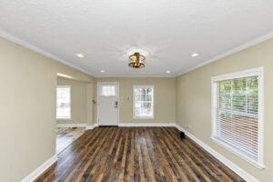 Living room facing the front door view
